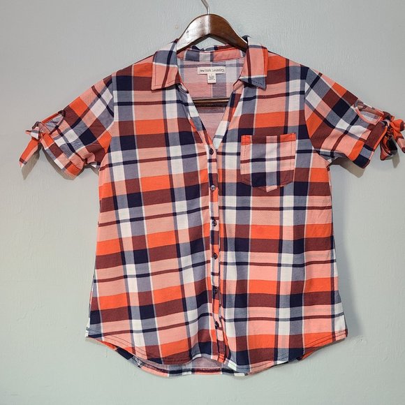 New York Laundry Tops New York Laundry Soft Plaid Flannel Button
